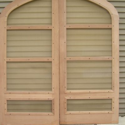 Arched Mahogany Screened Doors