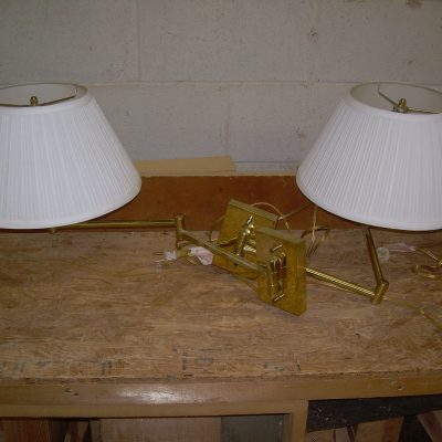 Brass swing-arm lamps