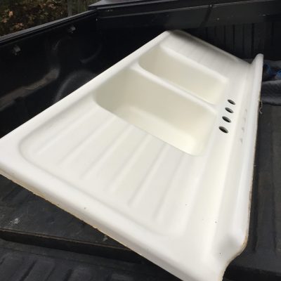 Cast iron double drain board sink