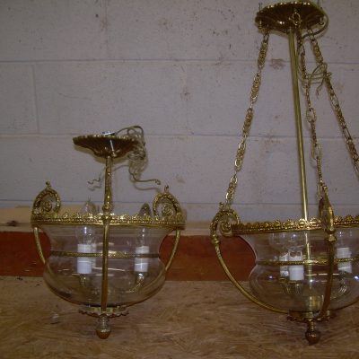 Ceiling Mounted Brass Fixtures - large 3-bulb